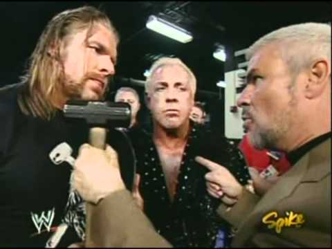 Triple H & Ric Flair get stopped by Eric Bischoff backstage RAW 2005