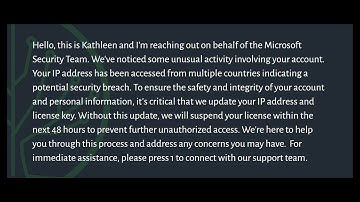 Microsoft scammer - license & IP address compromised (AI Edition)