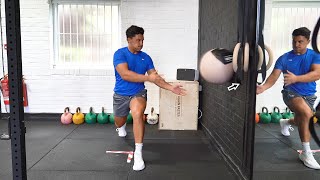 Medicine Ball Split Stance Scoop Throw | Medicine Ball | Strength and Conditioning Exercises screenshot 3
