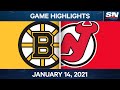 NHL Game Highlights | Bruins vs. Devils – Jan. 14, 2021