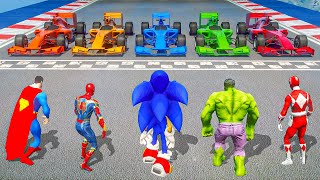 SpiderMan F1 Cars Racing Challenge Competition With Team Spider Man