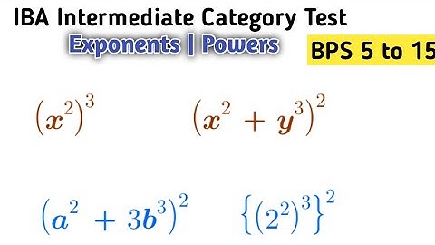 Intermediate Category Test BPS 5 to 15 Preparation | Law of Power | Basic Exponents and powers