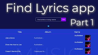 Html, css, javascript Find lyrics app. Part 1.