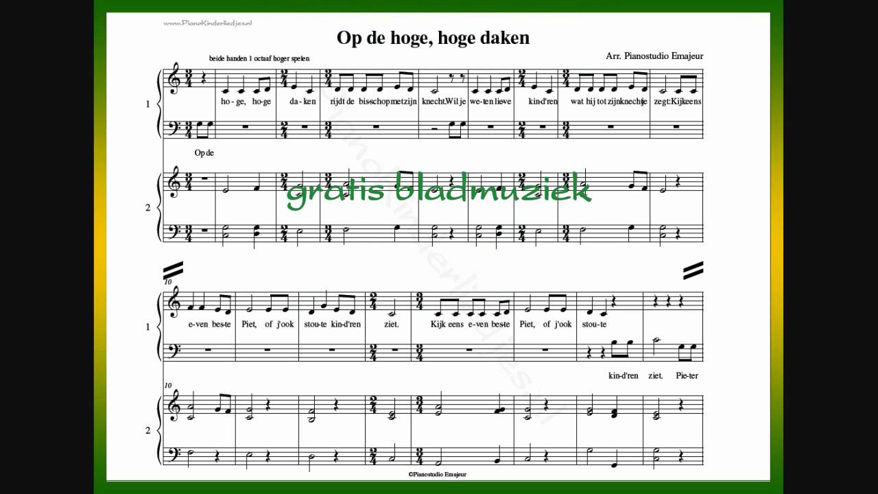 Op de hoge hoge daken - piano vierhandig - YouTube