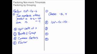 Factoring Non monic trinomials