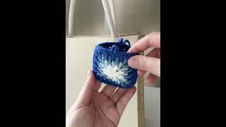 How to Crochet  the Airpods bag with two pieces of Granny Squares, Crochet Tutorial in my channel!