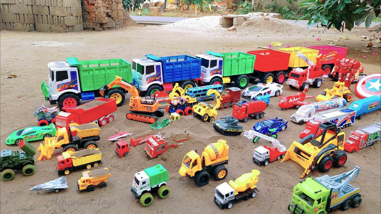 🔥Mobil Truk Tronton Warna Warni Penuh Muatan🔥Kereta Api, Excavator, Mobil Balap, Buldozer, Tank Baja