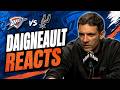 Mark Daigneault reacts after game 1 loss to Spurs