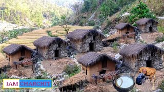 Himalayan Village Life Nepal .Shepherd Life in Winter | Shepherd Food milk& bread. Real Nepali Life.