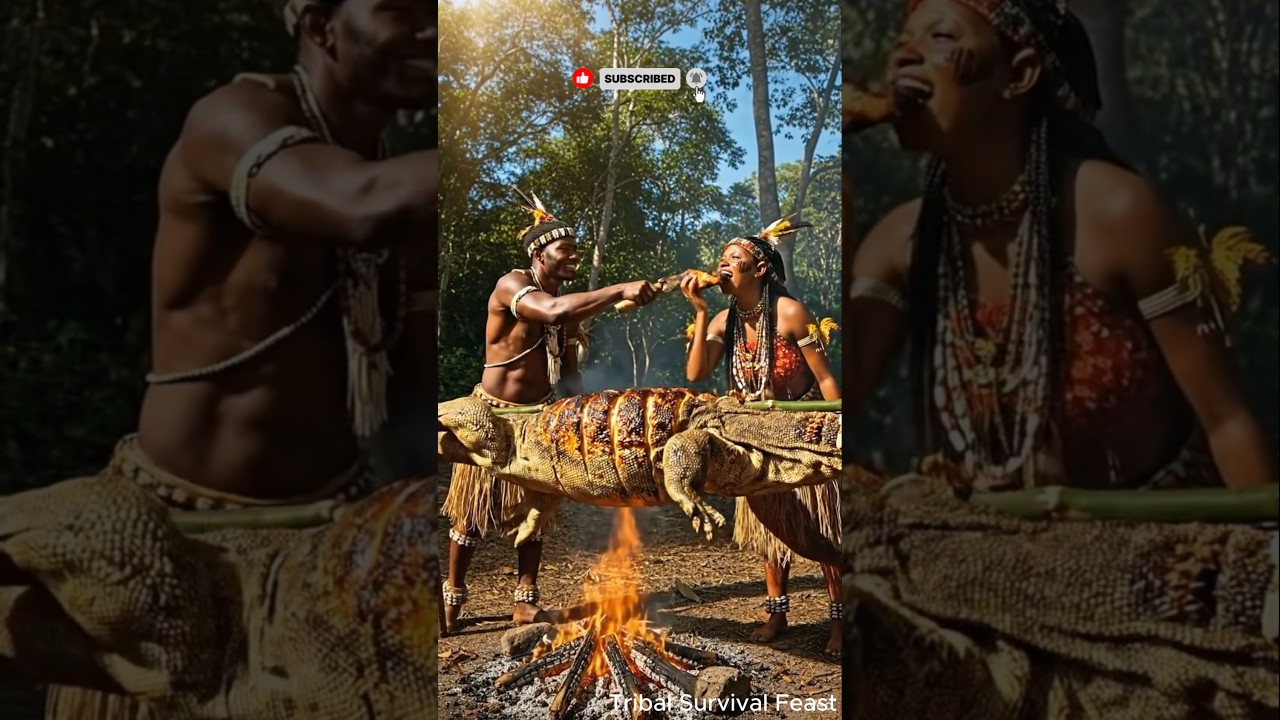 African Tribal Feast: Giant Lizard Roast & Romantic Bite 🔥🦎