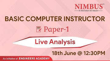 Basic Computer Instructor | Live Analysis & Detailed Solution  | Paper -1 | Live Session