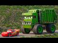 Epic Escape Lightning McQueen vs GARBAGE CRUSHER MONSTER TRUCK in BeamNG.Drive