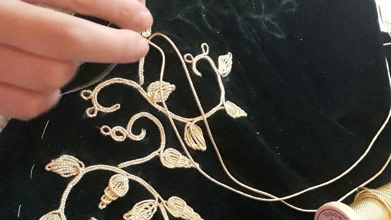 تعليم الفتلة باليد طريقة عمل رشمة رائعة بالفتلة غرزة القناوية و الورقة #ta3lim_fatla_a_la_main