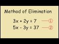 Method of Elimination Steps to Solve Simultaneous Equations