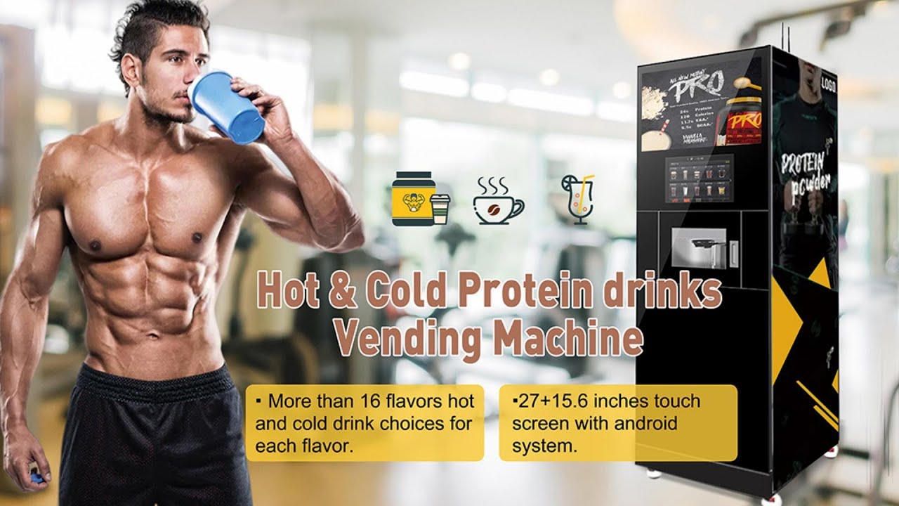 Protein shake vending machine for sale . Gym support hot and cold