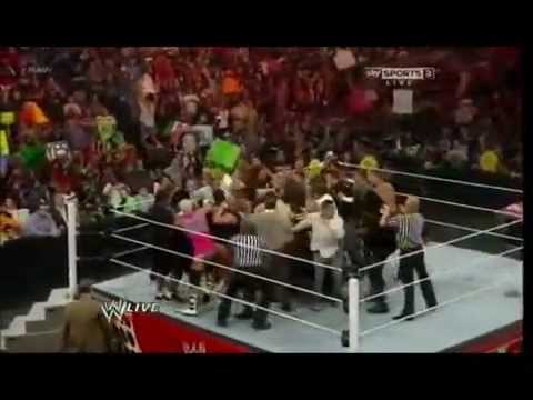 WWE Raw 4 9 12 Brock Lesnar John Cena Brawl Fight 