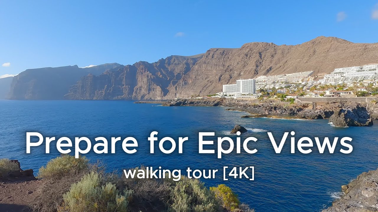 Stunning Views in Los Gigantes Walking tour, Tenerife, Spain, 4K