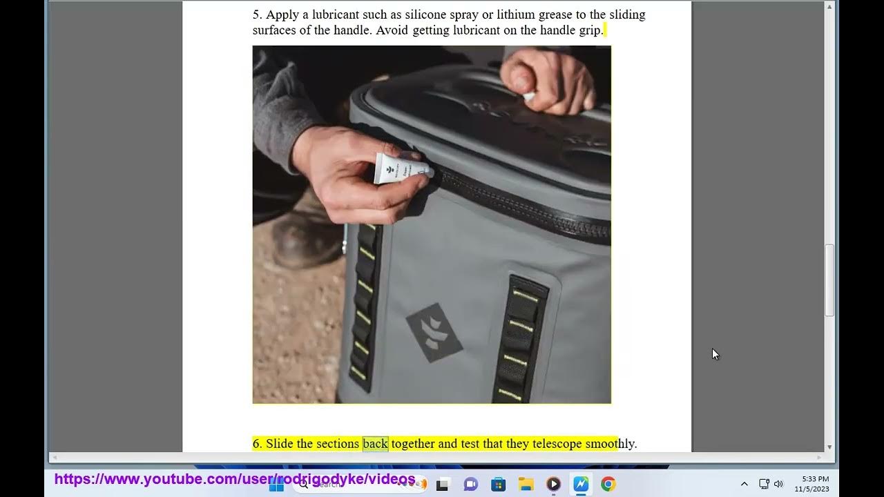 Fix L.L.Bean Rolling Backpack Handle disassembly and lubrication - YouTube