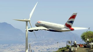 Huge Plane Collides With Wind Mill Then Emergency Landing...