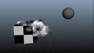 nParticles - emit from object - Испускание частиц из куба в сферу