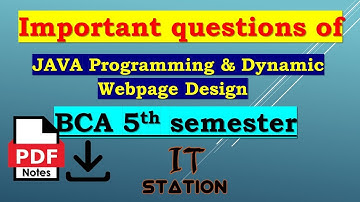 JAVA programming and dynamic webpage design important questions|| BCA 5th semester 2025