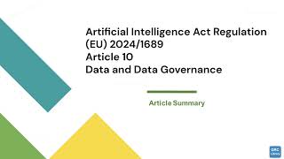 (EU) 2024/1689 Article 10 Summary News