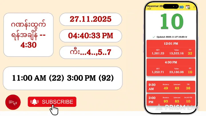 27.11.2025 | 4:30 | ကြာသပတေးညနေ 2D Live