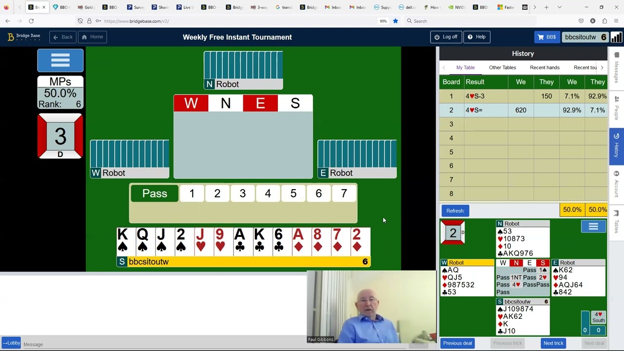 Over My Shoulder 100 BBO Weekly Free Instant Tournament