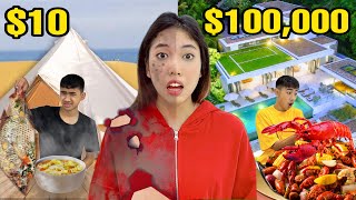 ที่พักหลักล้าน vs ข้างทางหลักร้อย: Surviving a $10 vs $100,000 Vacation! | ใยบัว Fun Family