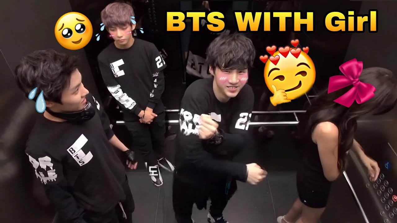 BTS in elevator with girl 😘