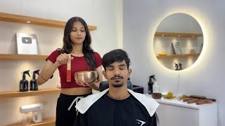 18 Mint Full Relax Head Massage Therapy💆🏻‍♂️ Forehead Massage - Tok Sen Tools✨Lady Barber Shivu Asmr