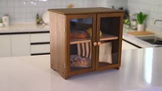 ERGODESIGN Double Layer Bamboo Bread Box Rectangle Type A Brown Bread Bins