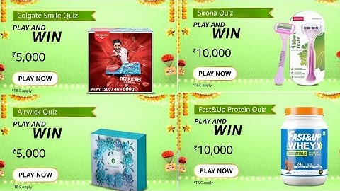 Amazon Colgate Smile, Airwick Quiz And Sirona Quiz Today Answers | 05 October 2021