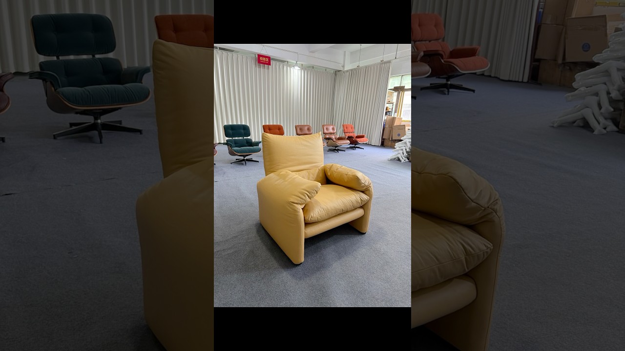 Maralunga chair in creamy color leather 