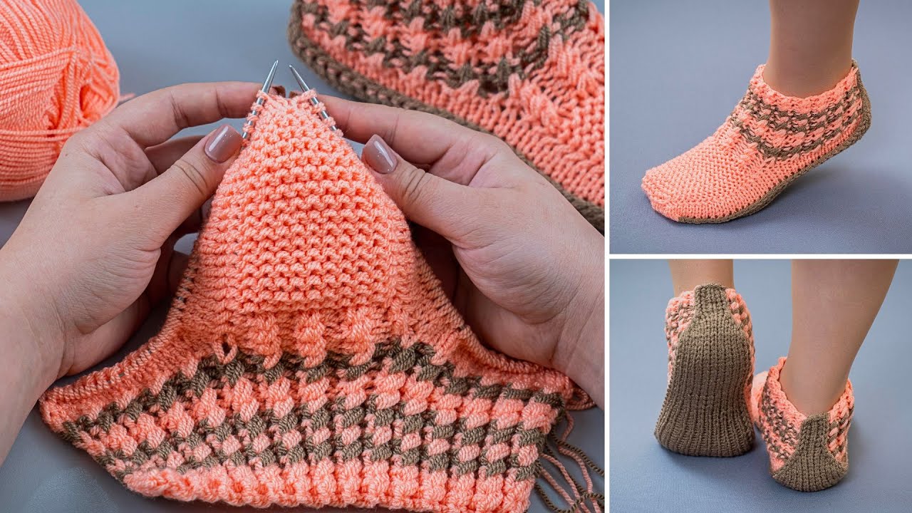 Красивые следки/носки на 2 спицах  - свяжет даже новичок!