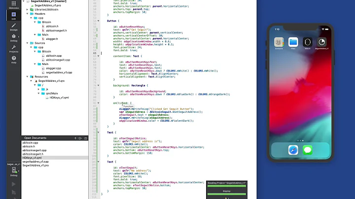 Qt/QML for iOS: Blockchain/Libbitcoin Segwit example