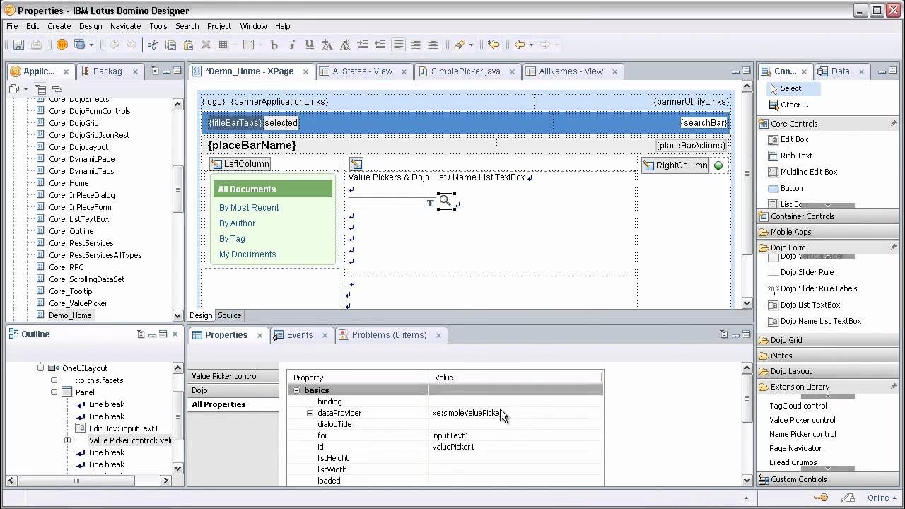 XPages Extension Library Value Picker & Dojo List TextBox Controls