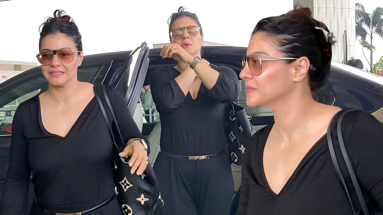 Kajol Serves Fashion Goals in All-Black Outfit at Airport🔥
