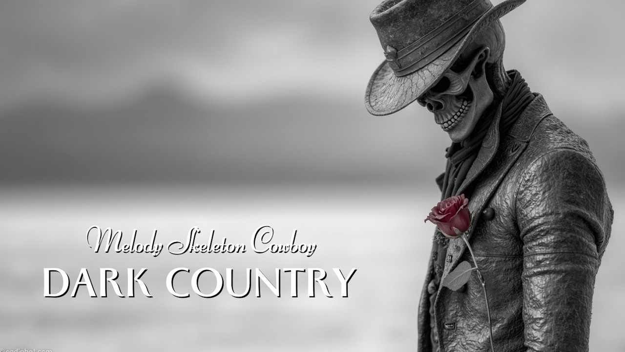 Outlaw Country's Grim Melody Skeleton Cowboy & Red Rose Badlands Music