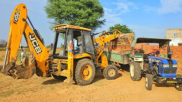 New Jcb 3dx Eco Excellence Machine Loading Red Mud in Eicher 380 and Massey Tractor । Toys for Kids