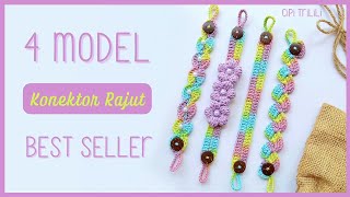 Cara Membuat Konektor Masker Rajut 4 Motif | crochet tutorials | simpel dan mudah untuk pemula