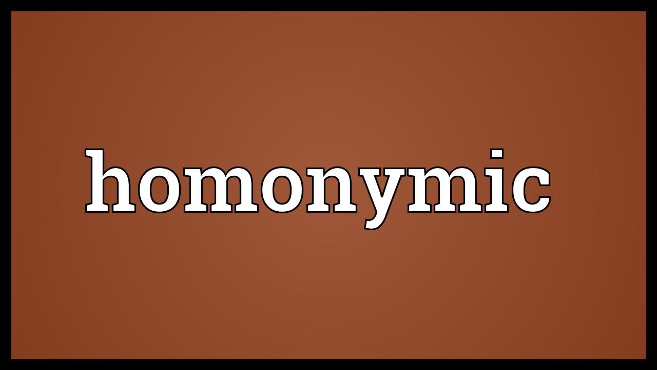 Homonymic Meaning - YouTube