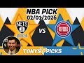 Brooklyn Nets vs. Detroit Pistons Pick 2/1/26 NBA Pick Prediction