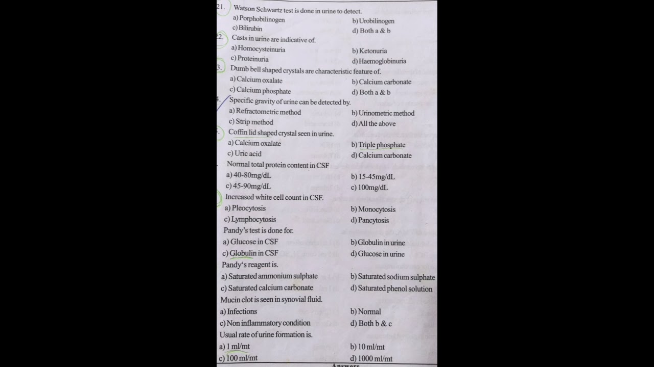 clinical pathology MCQ part 1 for psc exam