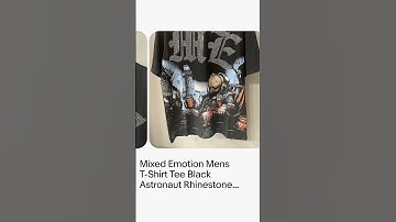 Mixed Emotion Mens T-Shirt Tee Black Astronaut Rhinestone Short Sleeve