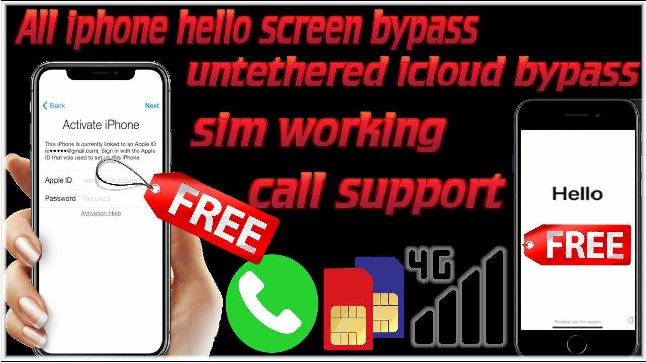 All iPhone Hello Screen Untethered Bypass sim work Full Free 5s to