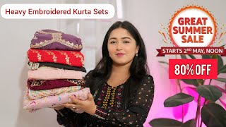 80% Off  Amazon Heavy Embroidered Kurta Sets Rs:679 Starting, Amazon Great eat Summer Sale