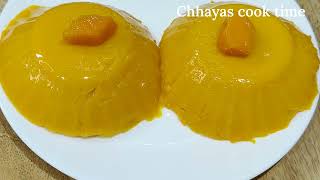 अंड नाही, जिलेटीन नाही,अगर अगर नाही, बेक नाही | मँगो पुडिंग रेसिपी| mango pudding recipein marathi️