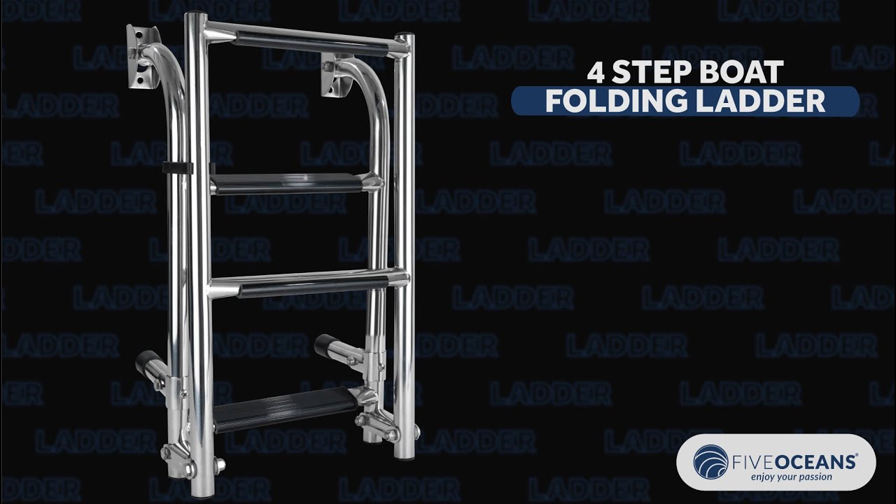 4 Step Boat Folding Ladder, Stainless Steel - FO4500