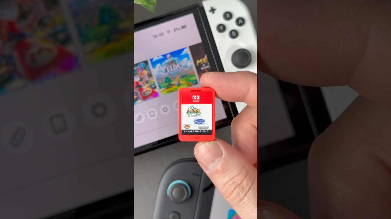 Putting a Switch 2 cartridge in a Switch 1 OLED Kirby and the Forgotten Land 